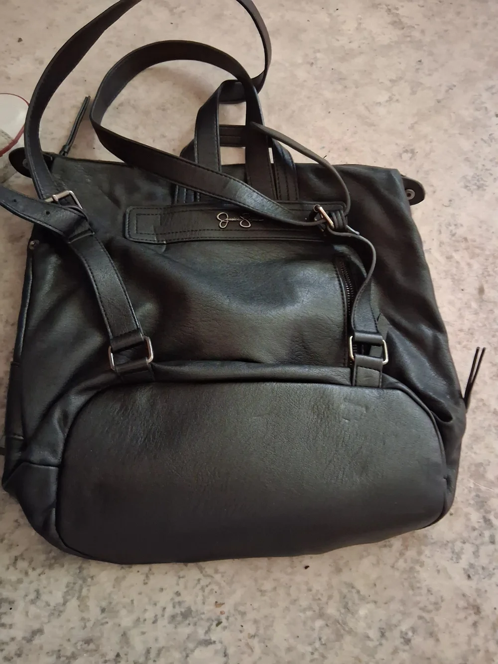 Jessica Simpson Black Backpack Purse GC